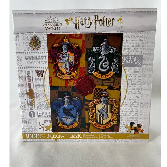 Harry Potter Hogwarts House Crests 1000 Piece Jigsaw Puzzle Game New Aquarius - Picture 2 of 8